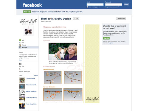 Facebook landing page